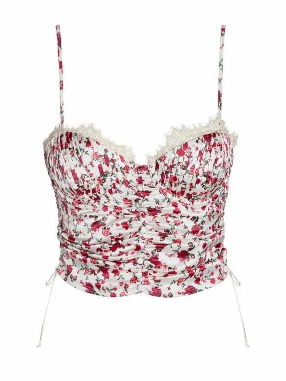 For Love & Lemons Melrose Bustier white  red florals women’s Sz S